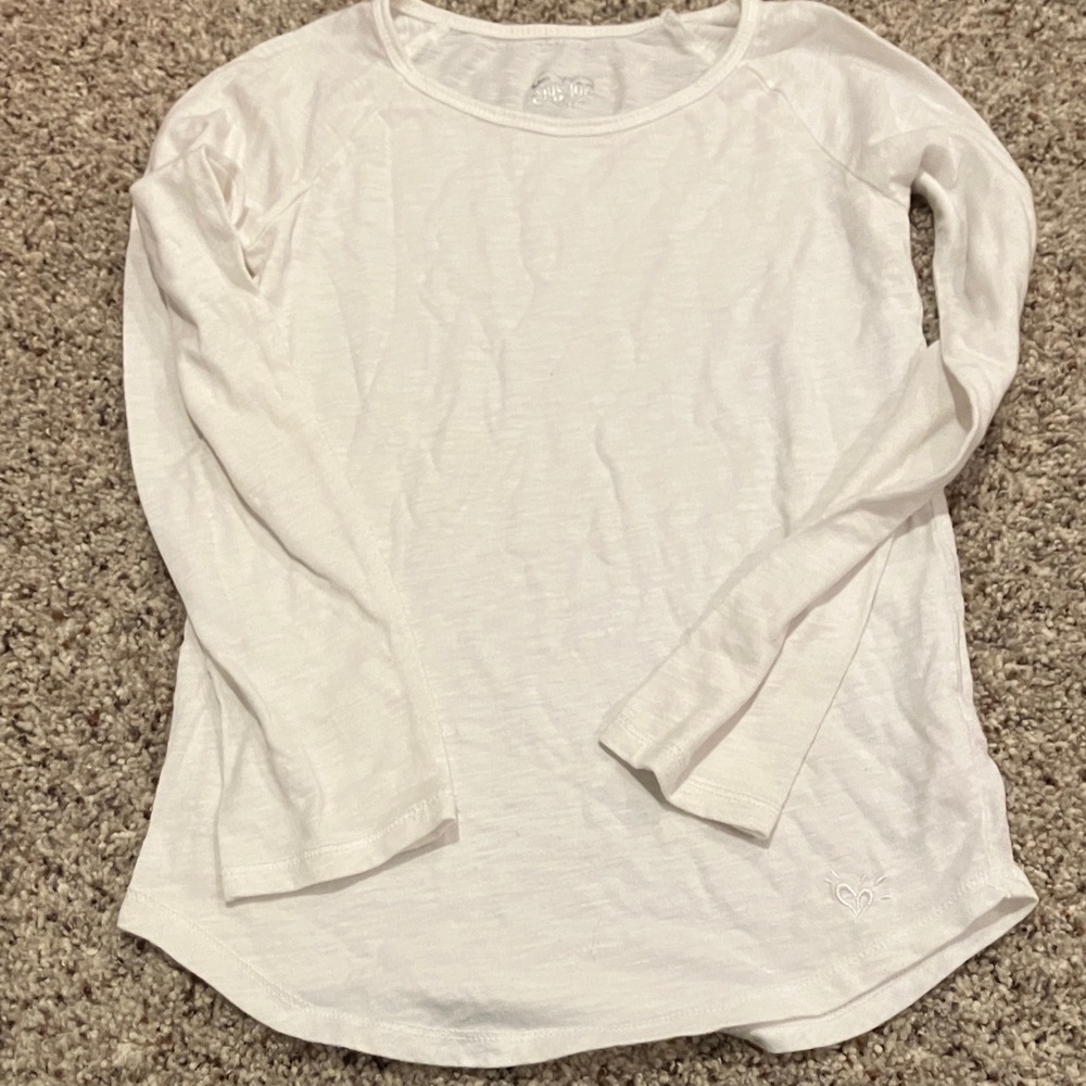 Justice White Long Sleeve Scoop Neck Top Girls Size 8